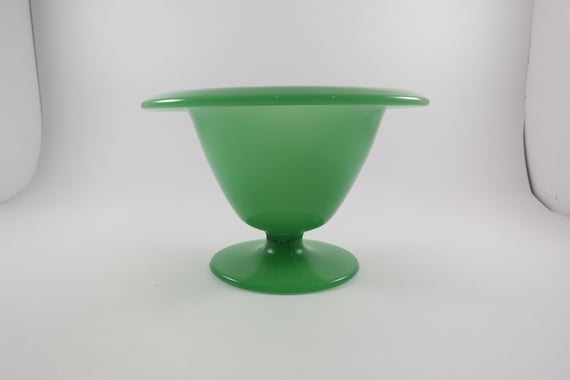 Jadeite Opaque Green Frosted Satin Finish Compote Pedestal Bowl
