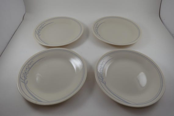 Vintage Corelle Bread Plates: Blue Lily Pattern, Set of 4