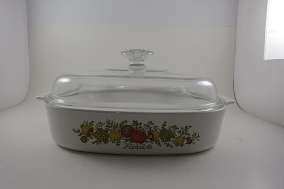 1965 a Corning Ware Spice O' Life Pattern A-10-B 10 Inch Skillet with A-12 Glass Lid Very Good Condition