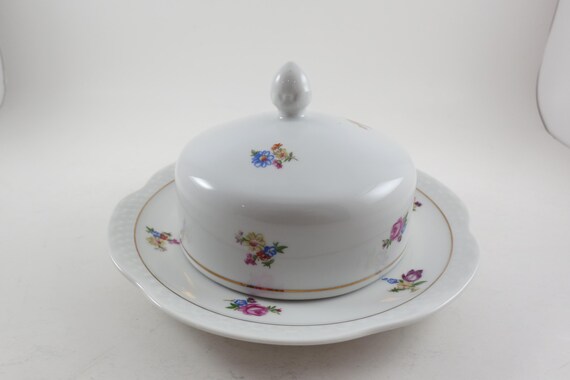 Vintage Volkstedt Pastorale Covered Butter Dish Made in GDR Excellent Original Condition