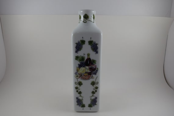 Vintage Godinger Square 9 Inch Grapes Vines Vase