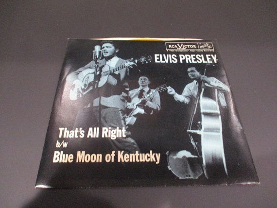 Vintage 1984 Elvis Presley 45 RPM Gold Vinyl Record That's All Right Blue Moon