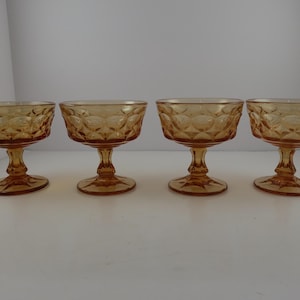 MCM Noritake Amber Sherbert Glasses - Diamond Pattern Set of 4