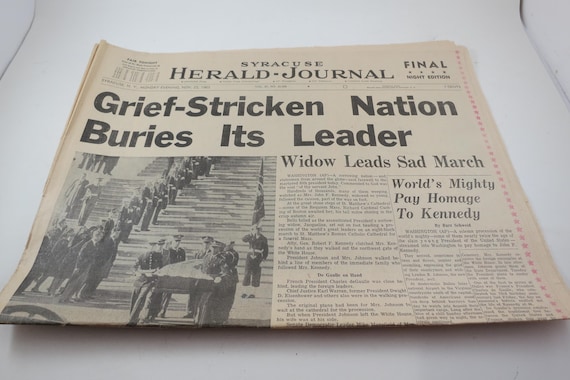 1963 JFK Funeral Newspaper: Syracuse NY Herald Journal