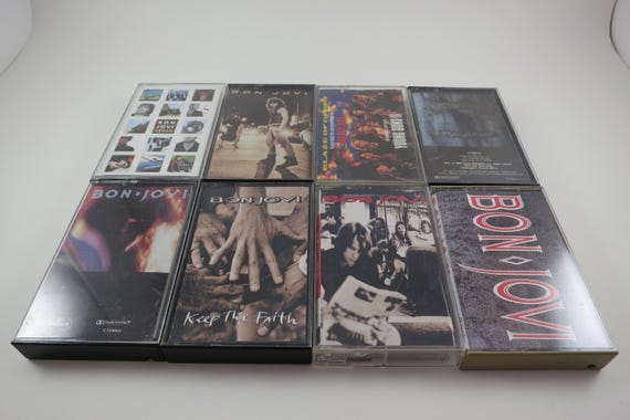 Vintage 1980's Bon Jovi Cassette Tapes Excellent Condition Slippery When Wet Cross Roads New Jersey Keep the Faith 7800 Sold Individua