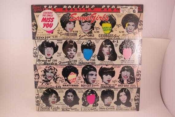 Vintage 1978 Rolling Stones 'Some Girls' LP Vinyl Record: Diecut Cover Shrink Hype Sticker