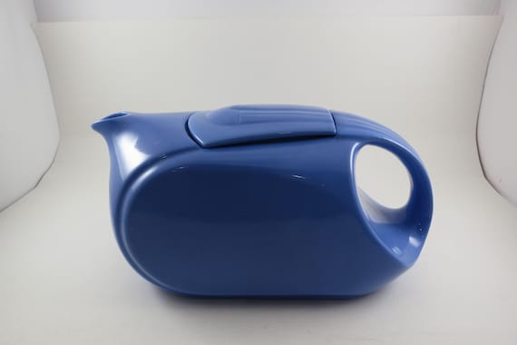 Vintage Hall Westinghouse Blue Water Pitcher 1940's with Original Lid