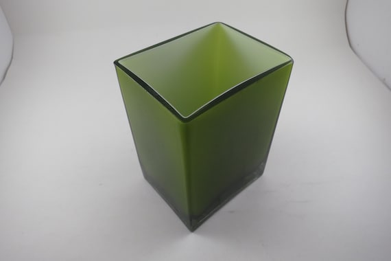 Lime Green Cased White Overlay Square Vase – Condition