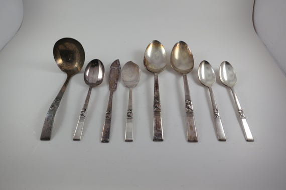 Vintage 1950s Community Silverplate Flatware Set: Coronation Pattern, 8 Hostess Pieces