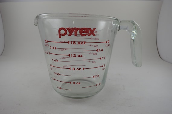 Vintage Pyrex 2-Cup Measuring Cup - Red Letter Design