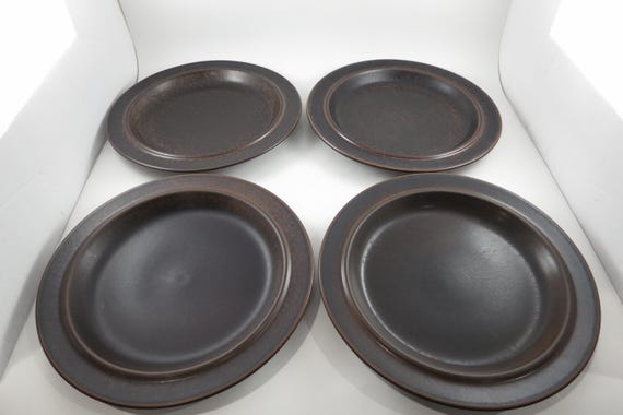 1960s Arabia Finland Ruska Stoneware Dinner Plates, Set of 4