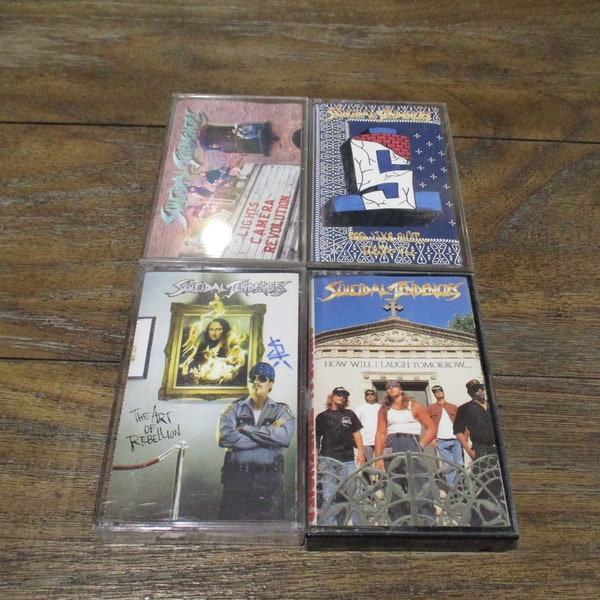 Vintage 1980's Suicidal Tendencies Cassette Tapes Lights Camera Revolution Controlled By Hatred Art of Rebellion Laugh Sold Individually
