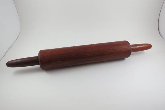 Antique Dark Wooden Rolling Pin: 16 Inches Long Kitchen Decor
