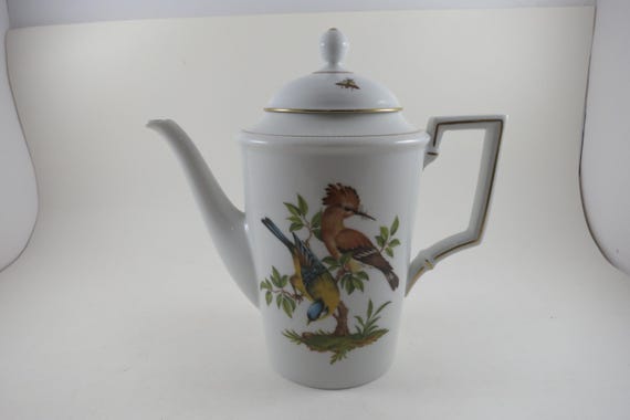 Vintage Kaiser (W Germany) Tiergarten Teapot with Lid Birds Butterflies