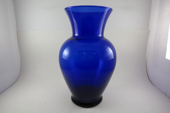 Large Vintage Cobalt Blue Glass 11 Inch Tall Vase