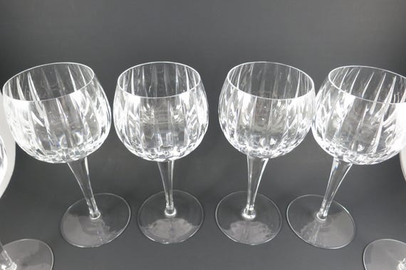 Set of 6 Peerage by Astral Crystal Hock Wine Glasses Vertical Cuts