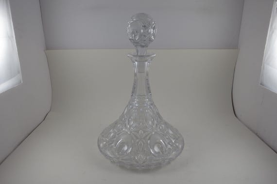 11 Inch Ornate Glass decanter with Ball Stopper