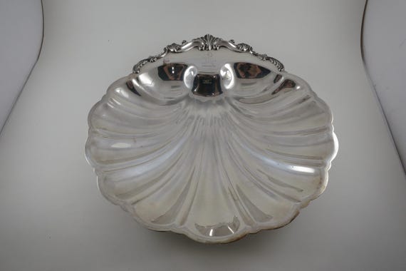 Vintage FB Rogers Silver On Copper 12" Clam shell Scalloped Bowl #1824