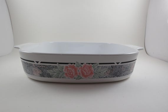 Vintage Corning Ware Skillet: Silk & Roses Pattern, 2.5 Liter 1991-1994 Very Good Condition
