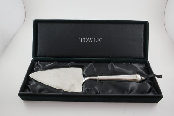 Vintage Towle Silver Plate Cake Server In Presentation Box Green Felt Excellent Condition
