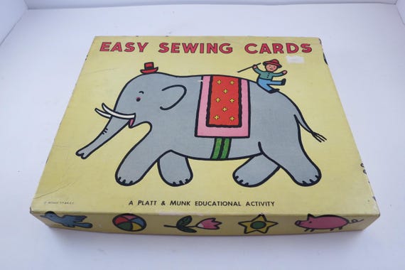 Vintage 1952 Platt & Munk Co Easy Sewing Cards In Original Box Good Condition