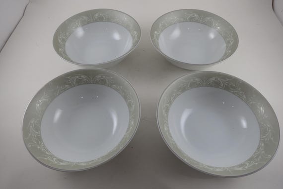 Vintage Lorren Home Trends Porcelain Olympia Pattern 5.5 Inch Fruit Bowls-Set of 4