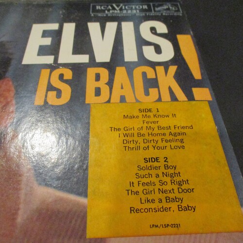 Vintage 1960 Vinyl LP Record Elvis Is Back! Elvis Presley First