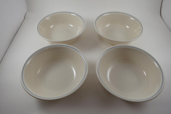 Vintage Corelle Soup Bowls: Blue Lily Pattern, Set of 4