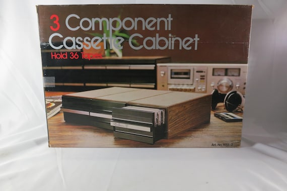Vintage 1980s Faux Wood Cassette Tape Holder, 36 Capacity New in Original Box