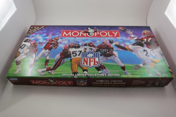 Vintage 1998 Parker Brothers Board Game Monopoly NFL Limited Collectors Edition with Coin Pewter Tokens More 100% Complete Excellent Cond
