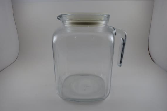 Vintage 7 1/2 Inch Bormioli Italian Square Pitcher with Seal Tight Lid and Handle