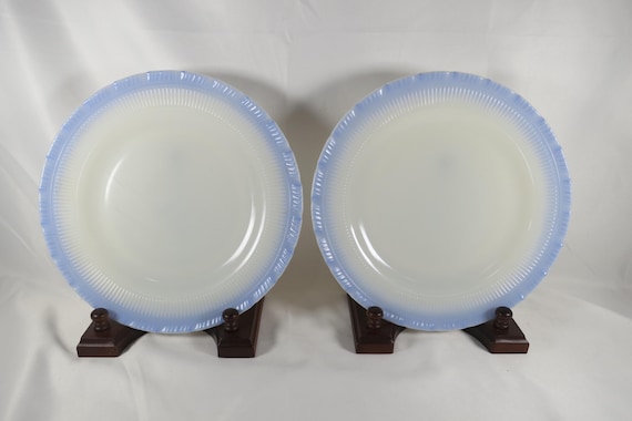 Pair of MacBeth-Evans Oxford Monax Blue 9 Inch Dinner Plates Depression Era