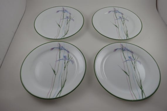 Vintage Corelle Salad Plates, Shadow Iris Pattern, Set of 4