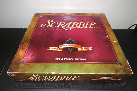 Vintage 1998 Scrabble 50th Anniversary Deluxe Edition Turntable Game, Blue Tiles