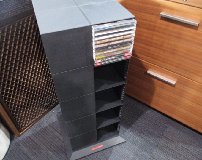 Cd Revolving Case 1990's Black Laserline CD Floor Tower Mega Holder Rotating Base Holds ...