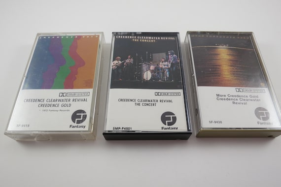 Vintage 1980's CCR Creedence Clearwater Revival Cassette Tapes Excellent Condition Gold The Concert More Creedence Gold Sold Individually