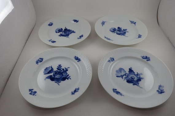 Set of 4 Vintage Royal Copenhagen Blue Flowers Braided Salad Plates (8 1/4 Inch)