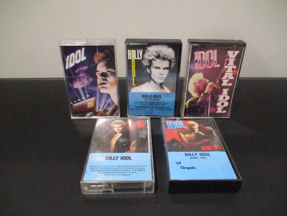 Vintage 1980's Billy Idol Cassette Tapes Excellent Condition Don't Stop Rebel Yell Whiplash Smile Charmed Life Sold Individually