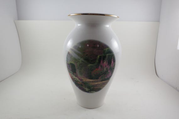 Thomas Kincaid Garden of Grace Vase: Hand Painted 2004