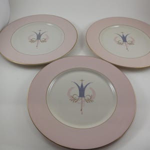 Vintage 1950s Royal Splendor China Plates (Set of 3): MCM Pink, Cream & Gold