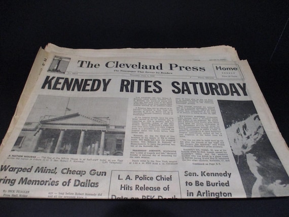 Vintage Thursday June 6 1968 The Cleveland Press OH Robert F Kennedy Last Rites Saturday