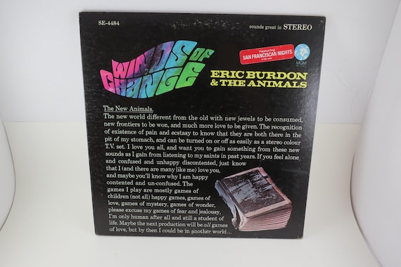 Vintage 1967 Vinyl LP: Eric Burdon & The Animals - Winds of Change