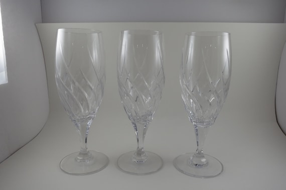 Set of Three Mikasa Preview Crystal 8 1/2 Inch Iced Tea Glasses Pristine Condition