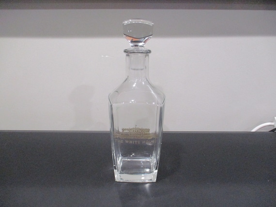 Vintage The White House (Washington) Decanter Gold Lettering 10 1/2 Inches Tall Pristine Condition Free Shipoping