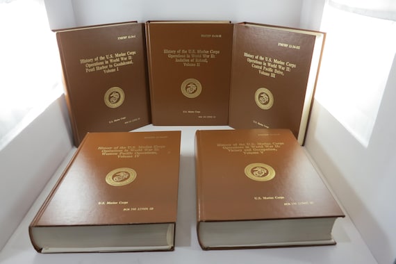 Vintage Hardcover Book Set History of The US Marine Corps Operations In World War II Complete 5 Volume Set with Maps Etc Excellent Condition