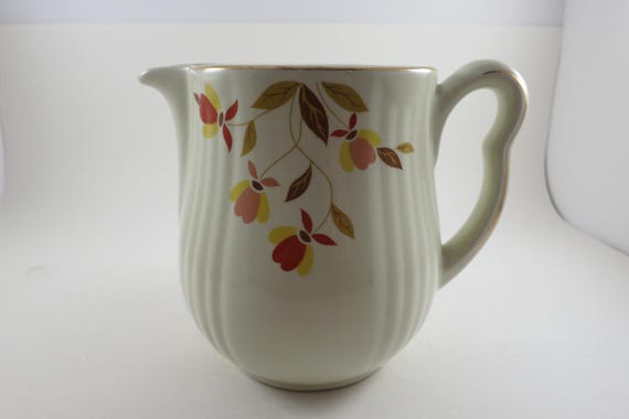 Vintage Hall China Co Jewel Tea Autumn Leaf Pattern Milk/Water Pitcher Excellent Original Condition