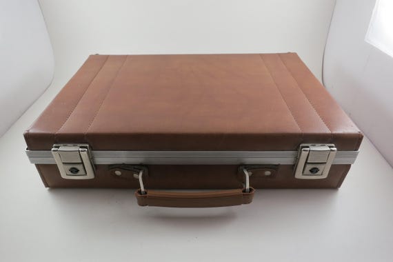 Vintage Brown Faux Leather Cassette Tape Case - Holds 30