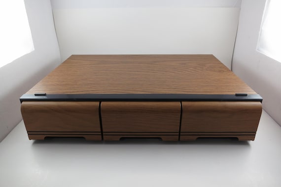 Vintage 1980s Faux Wood Cassette Tape Holder: Storage for 42