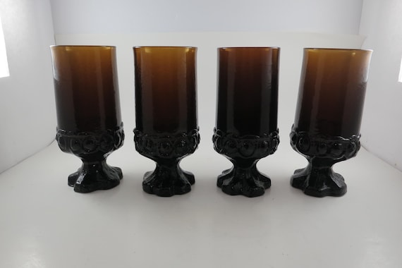 Franciscan Brown Gothic Glasses - Heavy Industrial Style - Set of 4