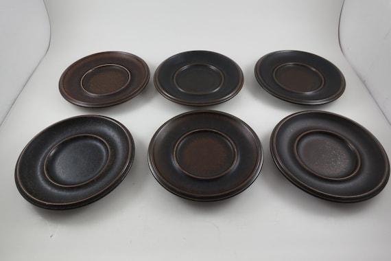1960s Arabia Finland Ruska Stoneware Saucers, Set of Six